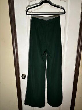 Ms Bling Dark Green Wide Leg Pants Rhinestone Waistband Size L